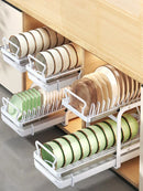 Axyaa Kitchen Pull-out Drainer Storage Rack for Sink Cabinet Tableware Organizing