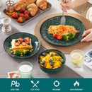 Axyaa 12/24-Piece Green Ceramic Dinner Set for 4/8, Kiln Change Stoneware