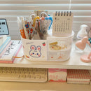 Axyaa Desktop Organizer Drawer, Transparent Plastic Multifunction Pen Holder Cute Design