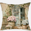 Axyaa Country Flower Bicycle Pattern Pillowcase for Home Room Decoration