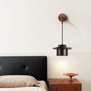Axyaa Wood Stone LED Wall Light with Pull Switch, Adjustable Wire, Black Travertine