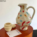 Axyaa Ceramic Vase: Irregular Surface Flower Pot for Desk Decoration and Floral Arrangement