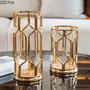 Axyaa Modern Golden Metal Rack Glass Vase for Stylish Flower Arrangement