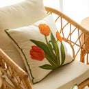 Axyaa Embroidered Tulip Throw Pillow Covers for Summer Garden Decor
