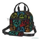 Compact Colorful Joystick Game Lunch Bag by Axyaa - Shoulder Strap, Reusable Lunch Box for School & Work