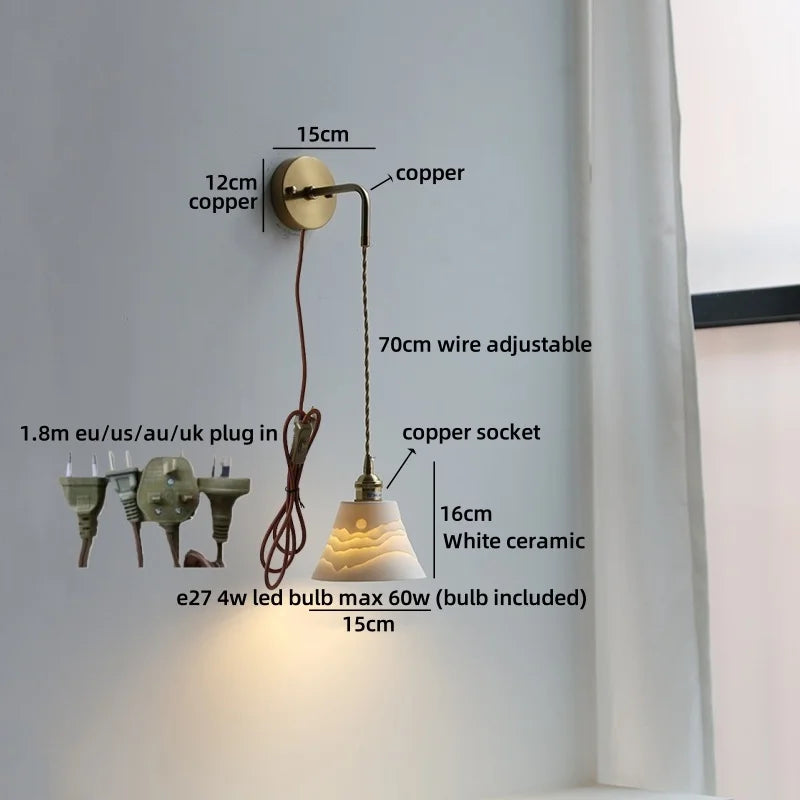 Axyaa Ceramic Shade LED Wall Lamp: Up Down Rotate Stair Lighting Fixture