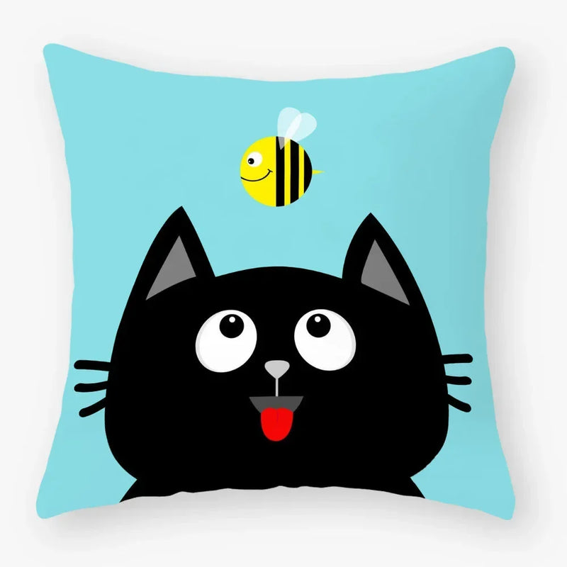 Axyaa Black Cat Pillowcase 45*45 Sofa Car Home Decor Cushion Cover