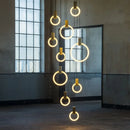 Axyaa Wooden LED Chandelier Ceiling Light for Staircase, Living Room, Dining Room