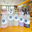 Axyaa Large Capacity Sports Water Bottle with Straw - Portable Frosted Plastic Space Cup