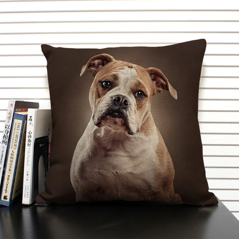 Axyaa Bulldog Dachshund Cushion Cover 45x45cm Square Linen Pillowcase