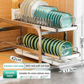 Axyaa Pull-Out Bowl & Dish Holder: Kitchen Cabinet Storage Organizer Rack