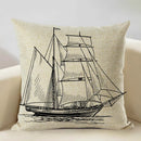 Axyaa Nautical Pattern Linen Cushion Cover 45x45cm for Home Sofa Decoration