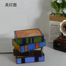Tiffany Glass Book Lamp LED Night Light for Bedroom Table Decor by Axyaa