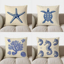 Axyaa Blue Starfish Pattern Throw Pillow Cover