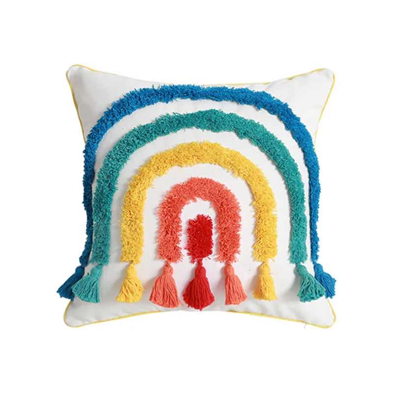 Tufted Rainbow Cushion Cover for Home Decor Axyaa Brand