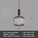 Axyaa Striped Glass Lantern Chandelier LED Pendant Lights for Dining Room Kitchen