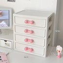 Axyaa Desktop Organizer: Drawer-style Storage Box with Bow Handle for Office Stationery Organization
