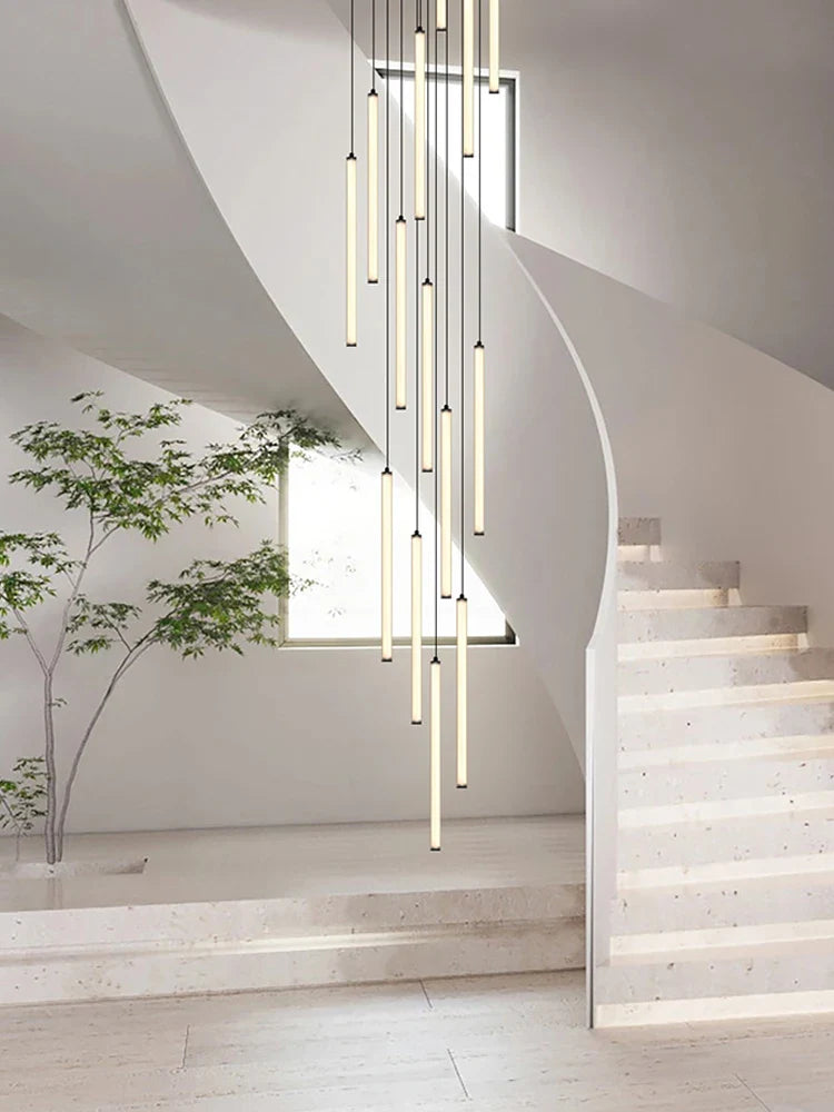 Axyaa Nordic LED Tube Chandelier: Modern Circular Living Room Lighting