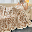 Axyaa Geometric Jacquard Fleece Blanket | Autumn Winter Plush Throw for Sofa