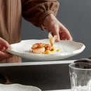 Axyaa Luxury Steak Plate: White Ceramic Western Dish for Elegant Dining.