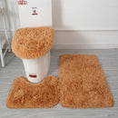 Axyaa 3 Piece White Bathroom Rugs Sets Non-Slip Bath Mats Lid Cover Contour Mat