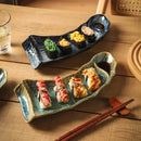 Axyaa 12-Inch Kiln Glaze Sushi Plate: Japanese Ceramic Tableware for Sushi and Cold Dishes