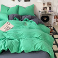 Axyaa Washed Cotton Bedding Set, Brief Style, Duvet Cover & Pillowcase, Twin-Full-Queen Sizing