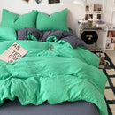 Axyaa Washed Cotton Bedding Set: Duvet Cover + Pillowcase, Brief Style, Adult Bed Linens