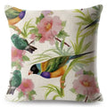 Axyaa Vintage Floral Bird Linen Cushion Cover - 45*45cm
