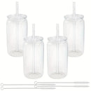 Axyaa 16oz Plastic Cups with Lid & Straw Set, Straw Brush Included for Juice, Coffee