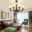 Axyaa Black Iron Chandelier with Fabric Shade, Farmhouse Style for Living Room