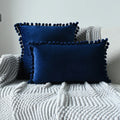 Axyaa Velvet Cushion Cover with Tassels Fringe - Soft Decorative Boho Pillows