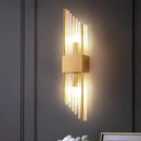 Axyaa Glass Brass Wall Lamp: 3 Color Modes LED Neutral Light for Bedroom, Living Room, Hotel
