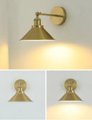 Axyaa Adjustable Retro Wall Sconce Bedside Lamp Black Brass Iron Shade