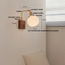 Axyaa Globe Ceramic LED Wall Lights Wood Sconce with Pull Chain Switch