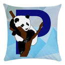 Axyaa Blue Letter Animal Print Pillowcase - Super Soft Peach Skin - Fashion Cushion Cover