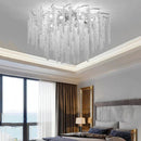 Axyaa Silver Chrome Crystal LED Ceiling Chandelier for Bedroom Living Room Dining Kitchen