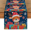 Axyaa Christmas Deer Table Runner for Kitchen Holiday Party Decor