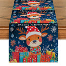 Axyaa Christmas Deer Table Runner for Kitchen Holiday Party Decor