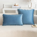 Axyaa Green Velvet Pompom Throw Pillow Cover Luxury European Style
