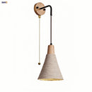 Axyaa Nordic LED Wall Sconce with Pull Chain and Wood Socket