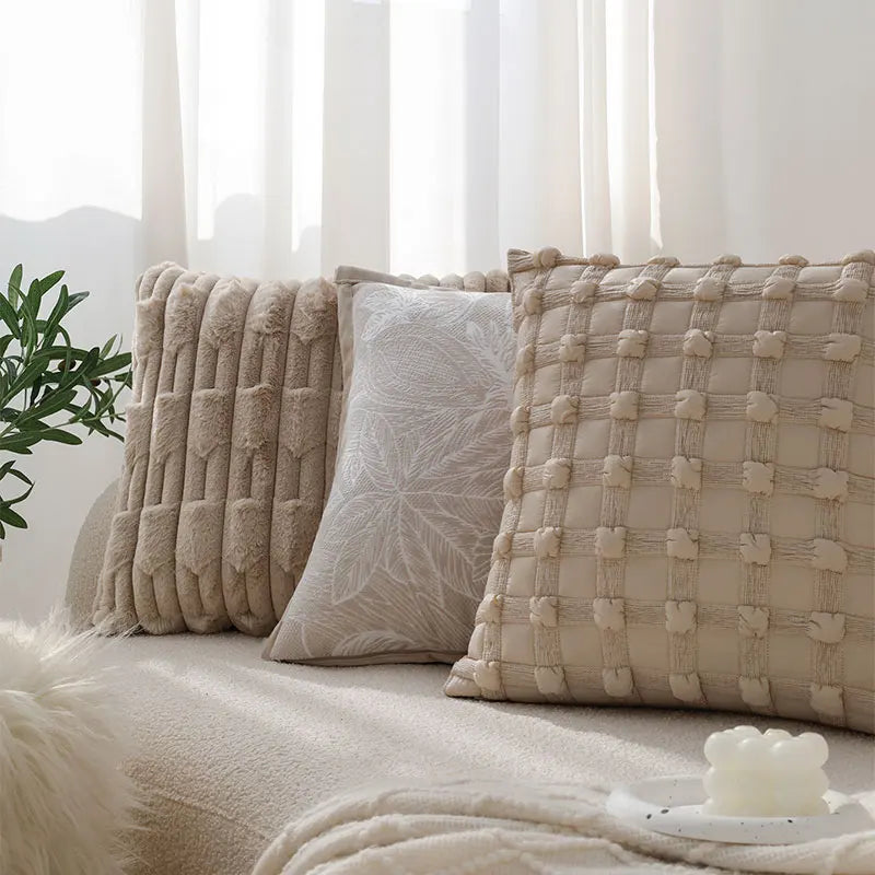 Nordic Style Plush Cushion Cover Set by Axyaa