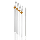 Axyaa Glass Straw Set for Drinks, 5pcs High Borosilicate Cocktail Straws & Cleaning Brush