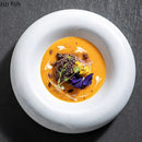 Axyaa Ceramic Concave Soup, Dessert, Sushi Plate - Retro Creative Design
