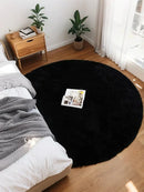 Axyaa Fluffy Black Rabbit Fur Rug 180CM - Washable Bedroom Living Room Decor