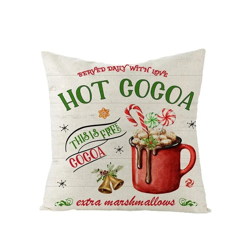 Axyaa Christmas Gingerbread Car Tree Print Pillowcase for Festive Home Decor