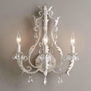 Axyaa French Retro Iron Crystal Wall Lamp with 3 Heads for Rural Living Spaces