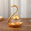 Axyaa Swan Sugar Cup & Seasoning Bottle Set - Elegant Zinc Alloy Glass Kitchen Decor