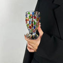 Axyaa Hand-painted Glass Candy Jar with Woven Pattern Whiskey Glass