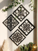 Axyaa Wooden Boho Wall Decor Set - Hexagon & Square Carved Designs